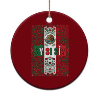 Y Si Si Mexican Flag Floral Folk Art Ceramic Ornament Viva Mexico Pride for Soccer Football Fans