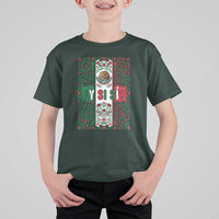 Y Si Si Mexican Flag Floral Folk Art T Shirt For Kid Viva Mexico Pride for Soccer Football Fans