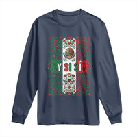 Y Si Si Mexican Flag Floral Folk Art Long Sleeve Shirt Viva Mexico Pride for Soccer Football Fans