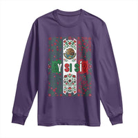 Y Si Si Mexican Flag Floral Folk Art Long Sleeve Shirt Viva Mexico Pride for Soccer Football Fans