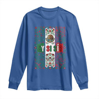Y Si Si Mexican Flag Floral Folk Art Long Sleeve Shirt Viva Mexico Pride for Soccer Football Fans