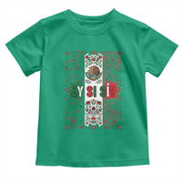 Y Si Si Mexican Flag Floral Folk Art Toddler T Shirt Viva Mexico Pride for Soccer Football Fans