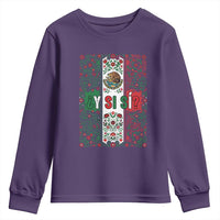 Y Si Si Mexican Flag Floral Folk Art Youth Sweatshirt Viva Mexico Pride for Soccer Football Fans