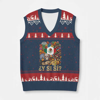 Y Si Si Mexican Flag Fiesta Taco Tequila Sugar Skull Graphic V-Neck Knit Sweater Vest What If Mexico Party Culture Performance