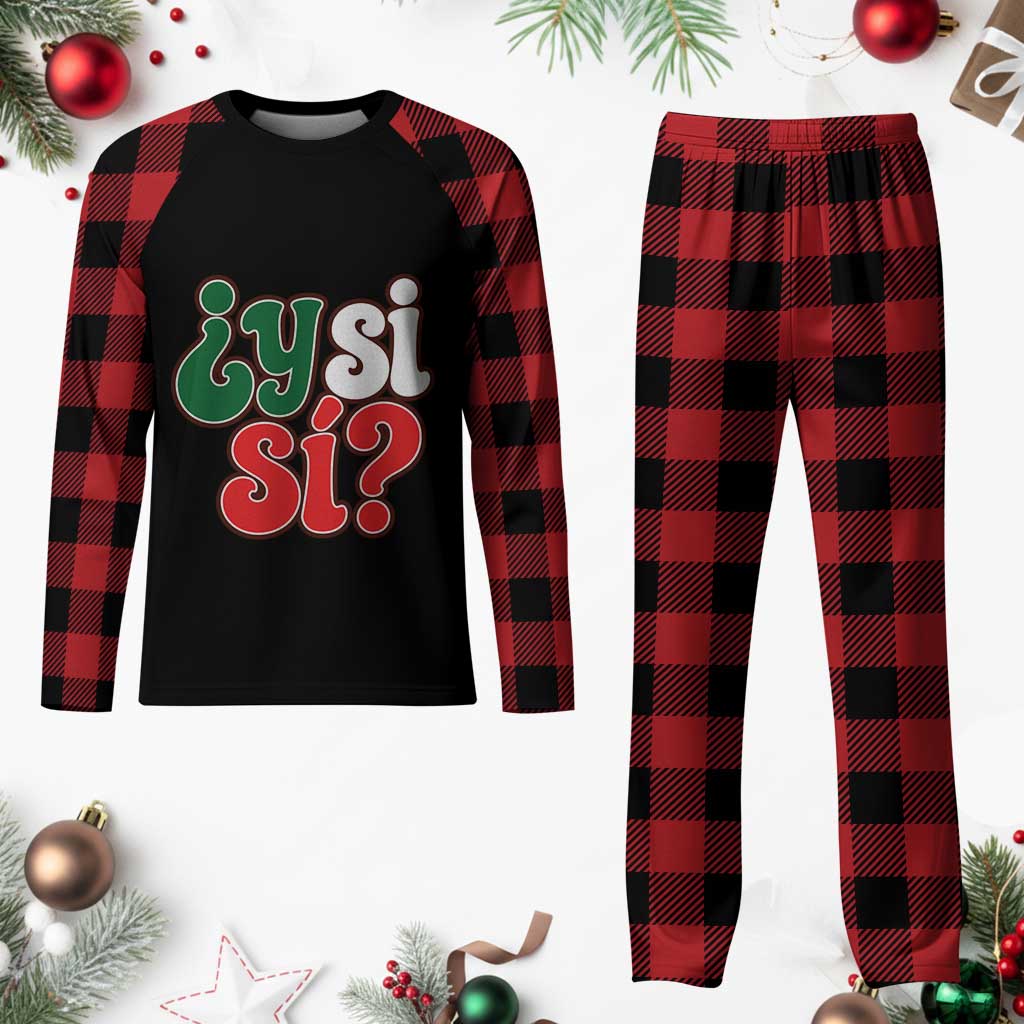 Y Si Si Mexican Flag Colors Typography Plaid Pajama Set What If Mexico Slang Spanish