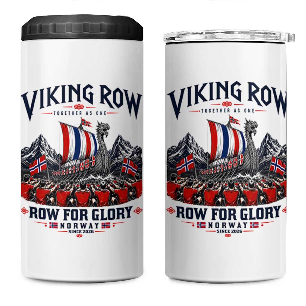 Viking Row Ro Ro Norway Norge Norwegian Flag 4 in 1 Can Cooler Tumbler Row For Glory Norway Together As One Retro Football Fans