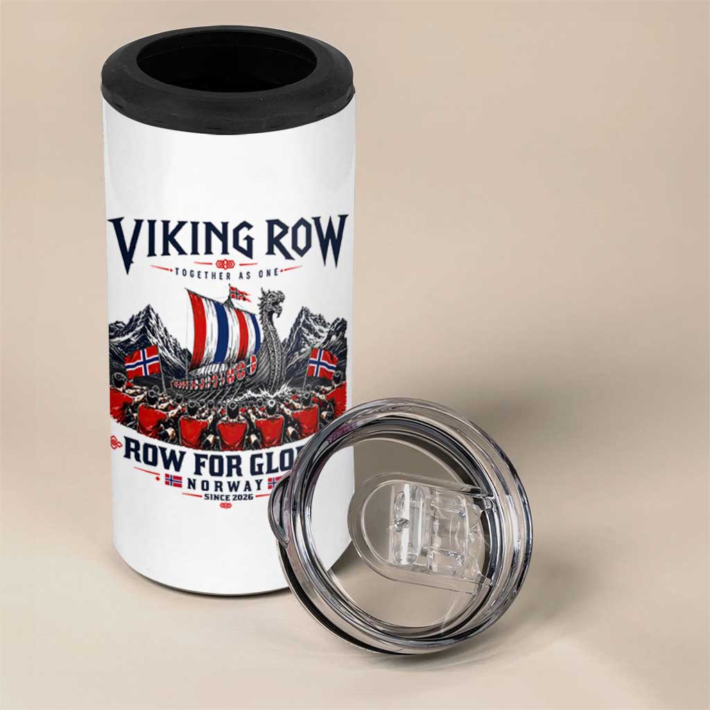 Viking Row Ro Ro Norway Norge Norwegian Flag 4 in 1 Can Cooler Tumbler Row For Glory Norway Together As One Retro Football Fans