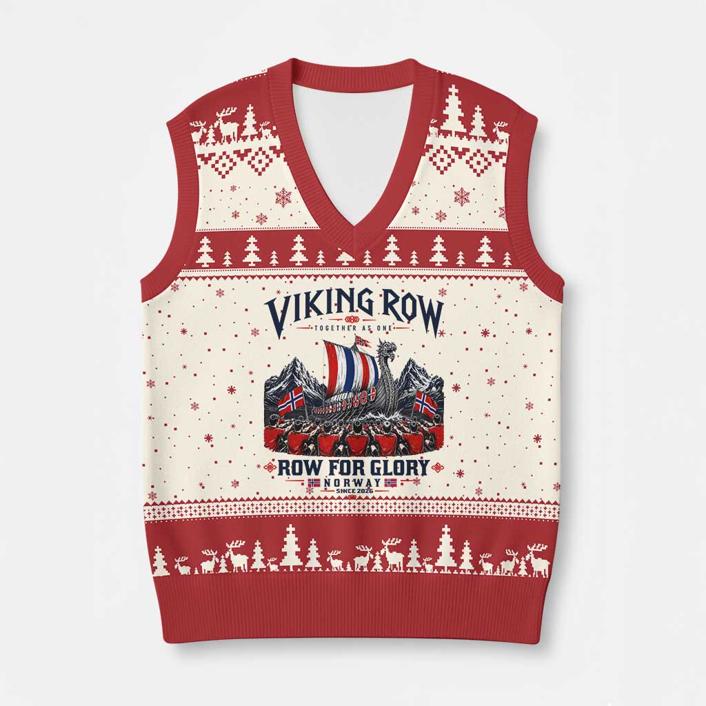 Viking Row Ro Ro Norway Norge Norwegian Flag V-Neck Knit Sweater Vest Row For Glory Norway Together As One Retro Football Fans