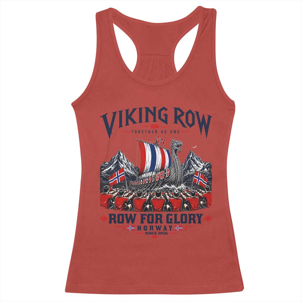 Viking Row Ro Ro Norway Norge Norwegian Flag Racerback Tank Top Row For Glory Norway Together As One Retro Football Fans