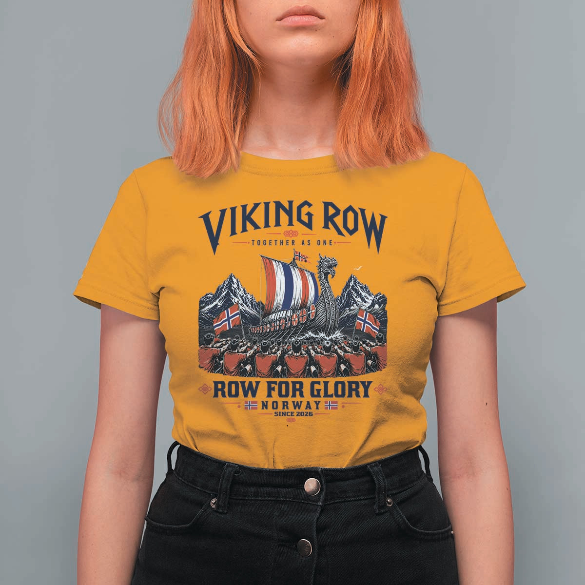 Viking Row Ro Ro Norway Norge Norwegian Flag T Shirt For Women Row For Glory Norway Together As One Retro Football Fans