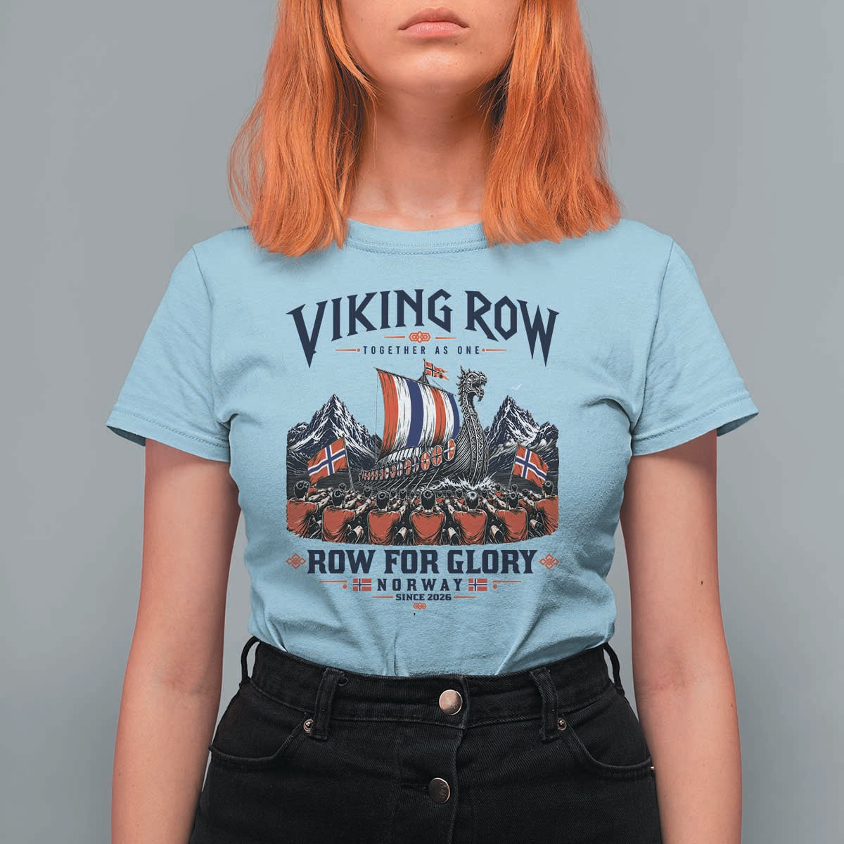 Viking Row Ro Ro Norway Norge Norwegian Flag T Shirt For Women Row For Glory Norway Together As One Retro Football Fans