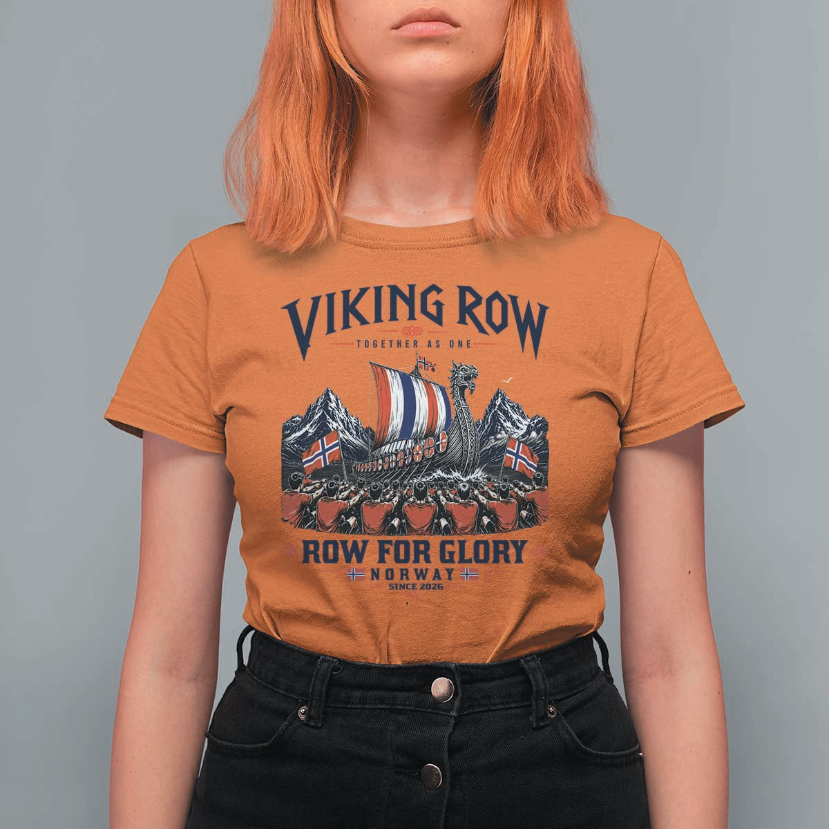 Viking Row Ro Ro Norway Norge Norwegian Flag T Shirt For Women Row For Glory Norway Together As One Retro Football Fans