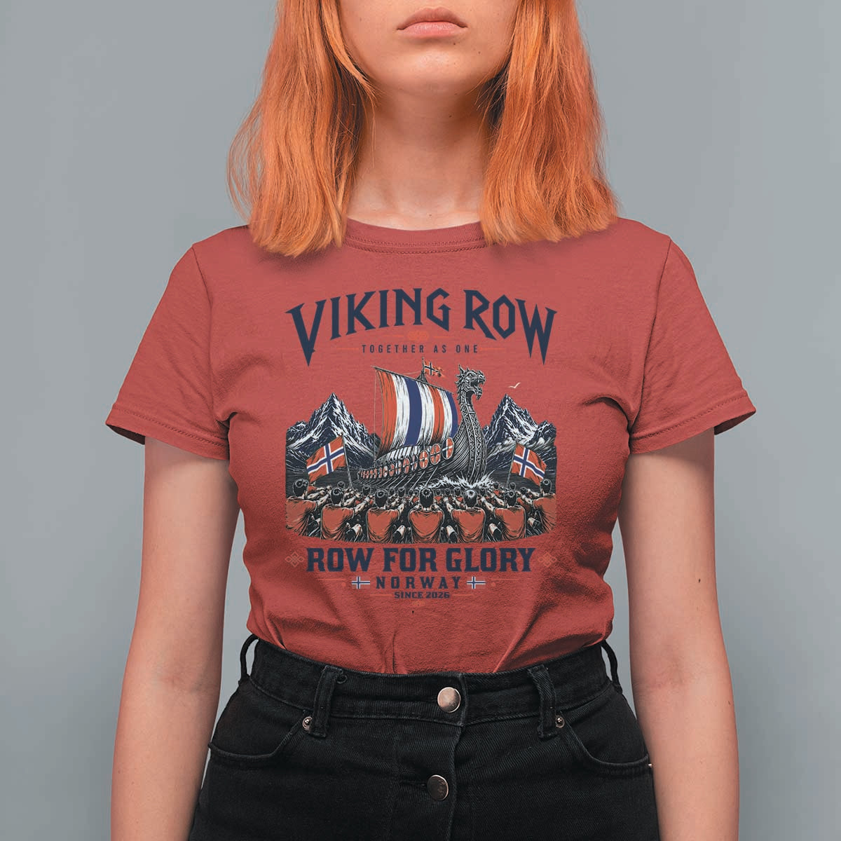 Viking Row Ro Ro Norway Norge Norwegian Flag T Shirt For Women Row For Glory Norway Together As One Retro Football Fans