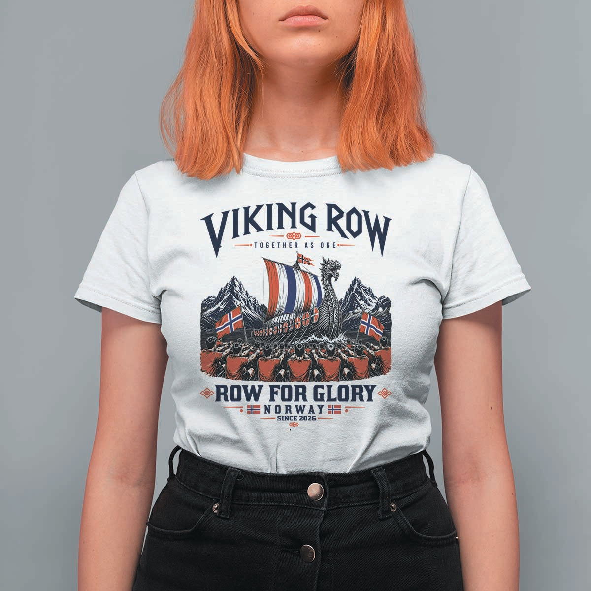 Viking Row Ro Ro Norway Norge Norwegian Flag T Shirt For Women Row For Glory Norway Together As One Retro Football Fans