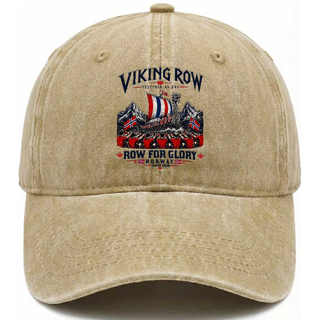 Viking Row Ro Ro Norway Norge Norwegian Flag Washed Cotton Baseball Cap Row For Glory Norway Together As One Retro Football Fans