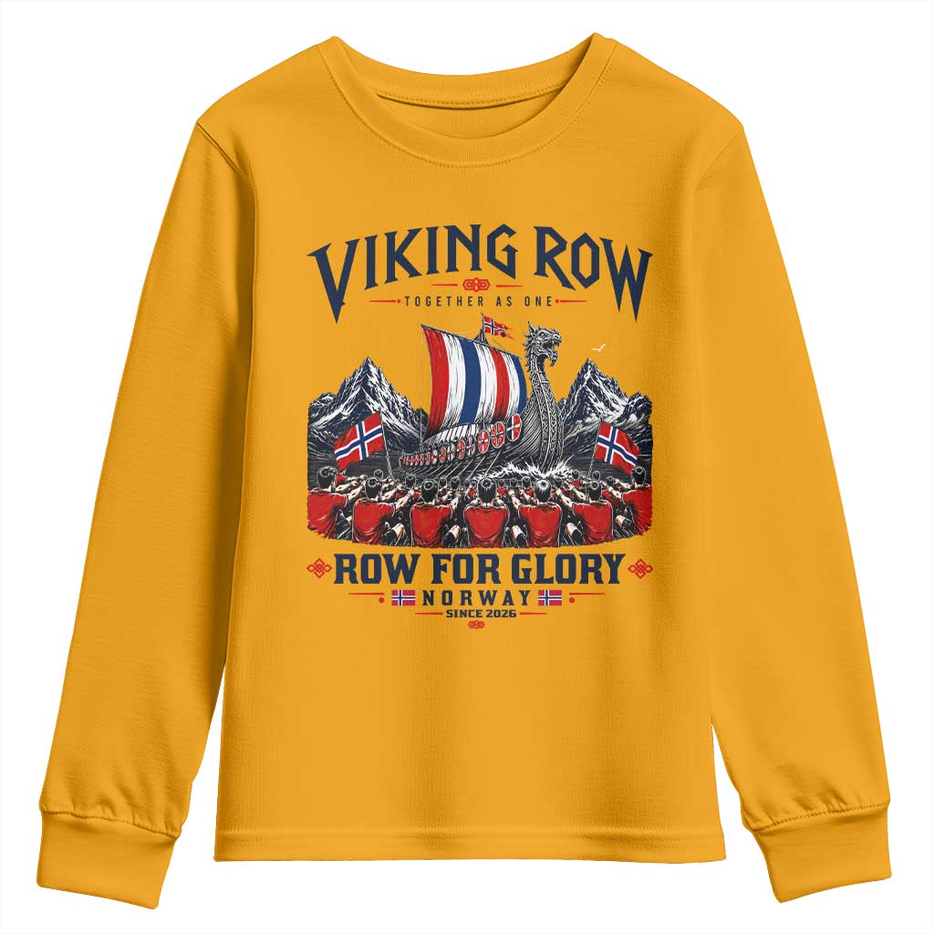 Viking Row Ro Ro Norway Norge Norwegian Flag Youth Sweatshirt Row For Glory Norway Together As One Retro Football Fans