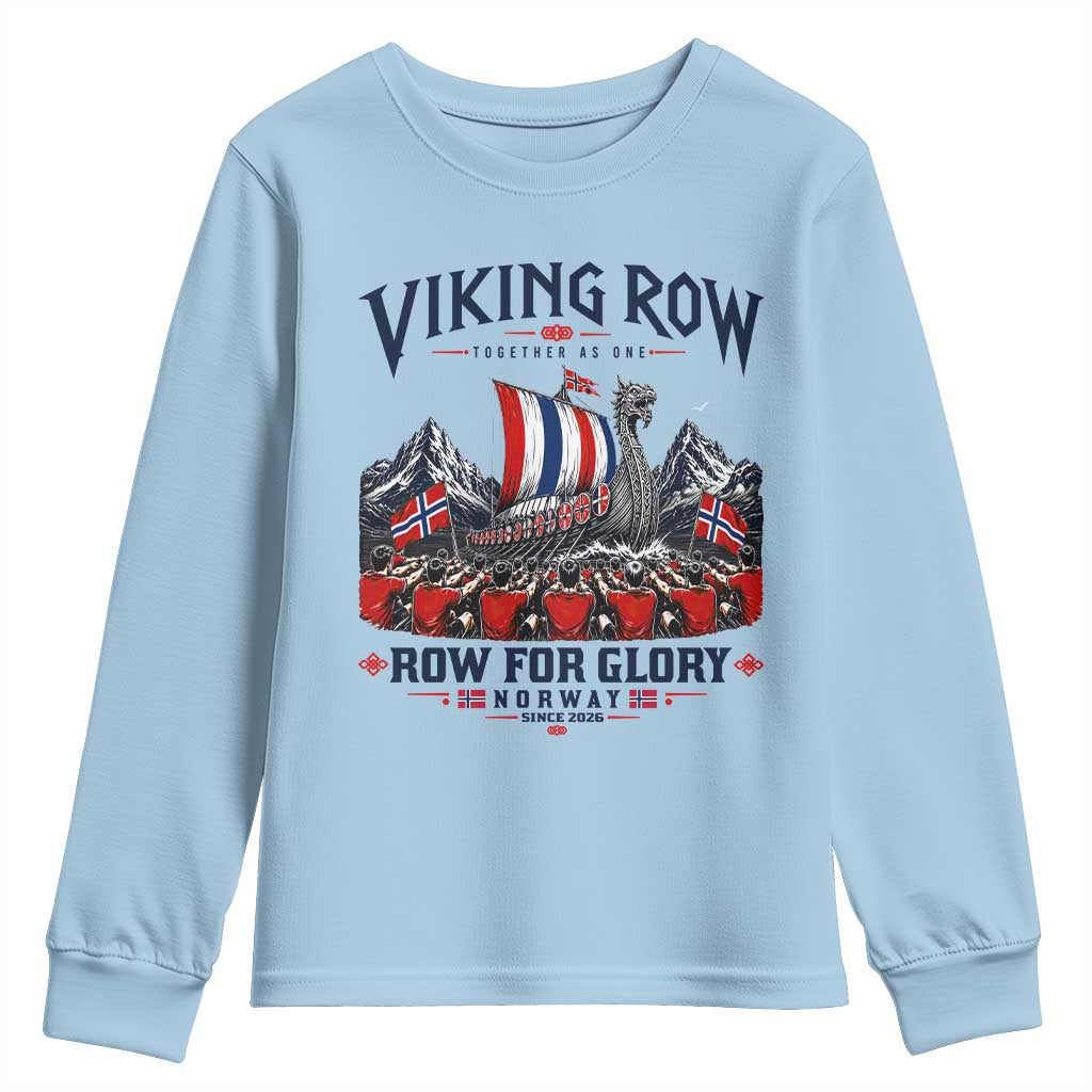 Viking Row Ro Ro Norway Norge Norwegian Flag Youth Sweatshirt Row For Glory Norway Together As One Retro Football Fans