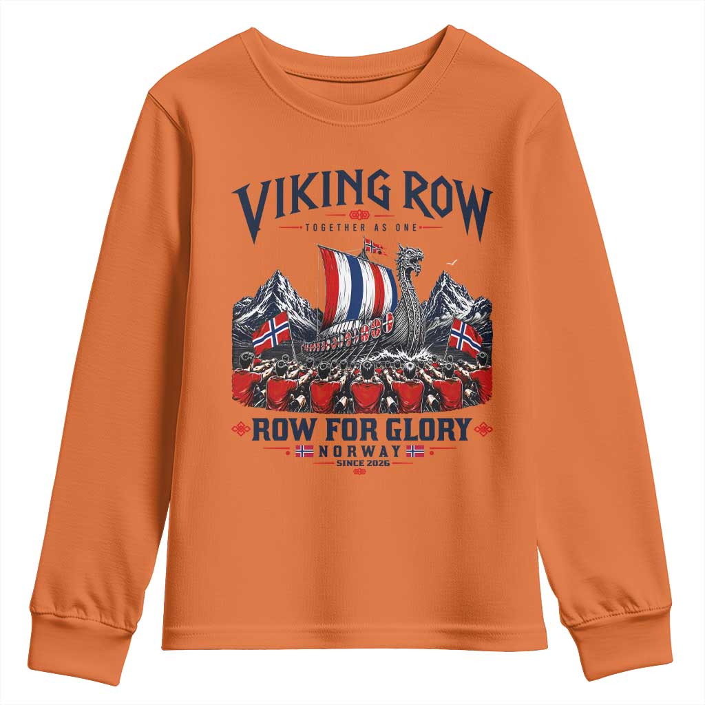 Viking Row Ro Ro Norway Norge Norwegian Flag Youth Sweatshirt Row For Glory Norway Together As One Retro Football Fans