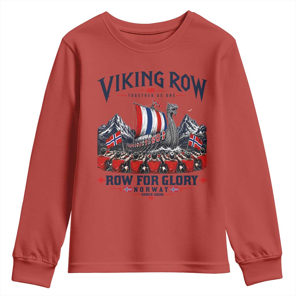 Viking Row Ro Ro Norway Norge Norwegian Flag Youth Sweatshirt Row For Glory Norway Together As One Retro Football Fans
