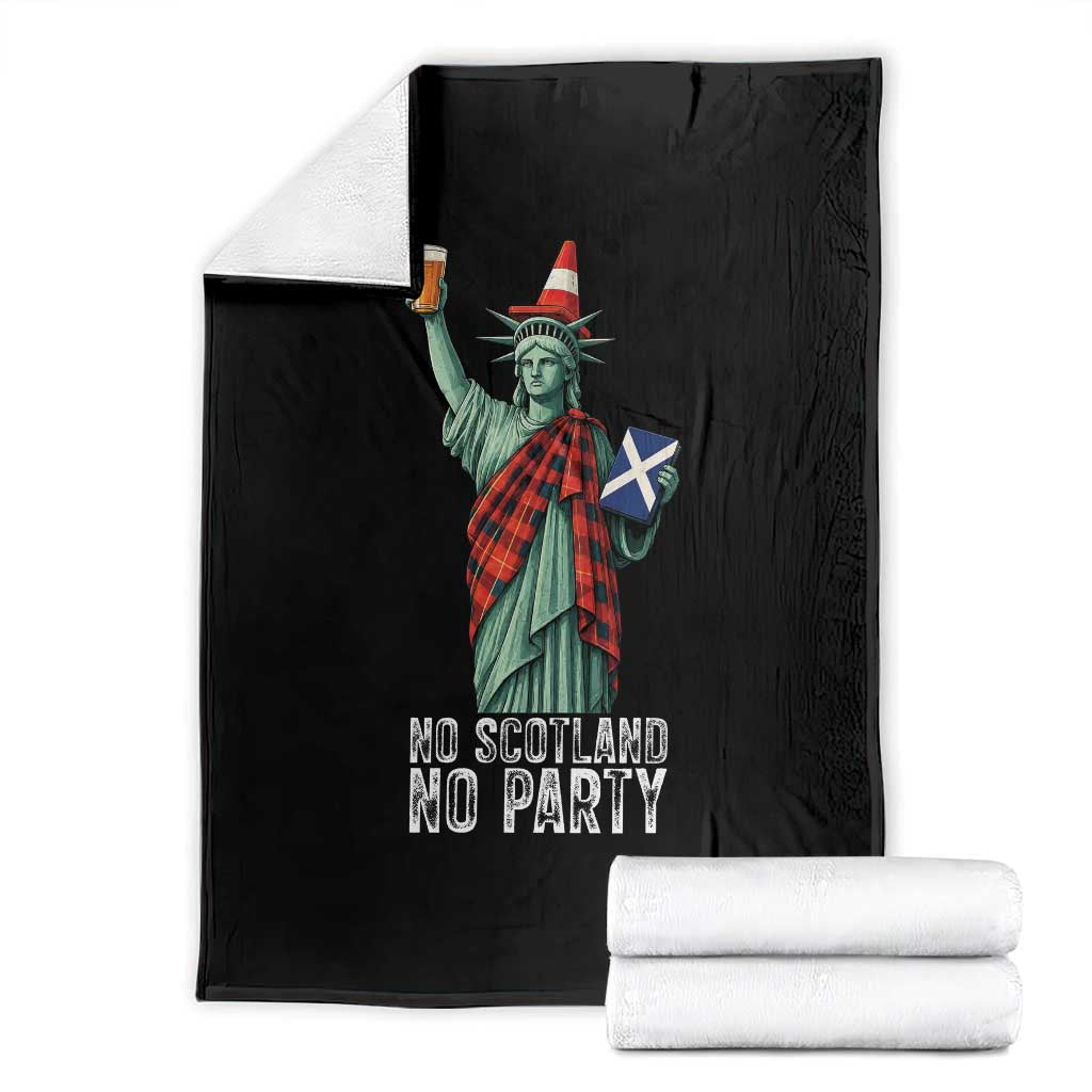 No Scotland No Party Funny Statue of Liberty Celebration Throw Blanket Saltire Flag Glasgow Cone Scottish Football Fans