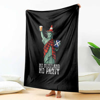 No Scotland No Party Funny Statue of Liberty Celebration Throw Blanket Saltire Flag Glasgow Cone Scottish Football Fans