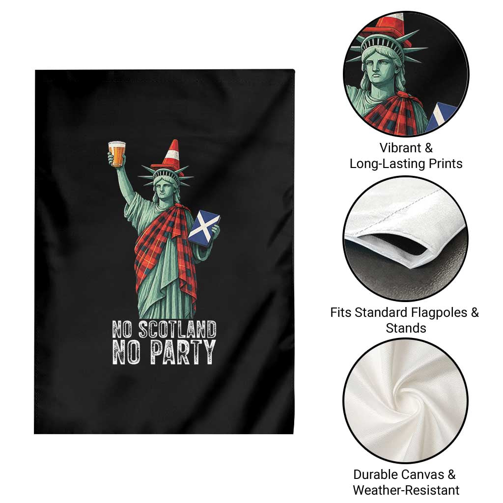 No Scotland No Party Funny Statue of Liberty Celebration Garden Flag Saltire Flag Glasgow Cone Scottish Football Fans