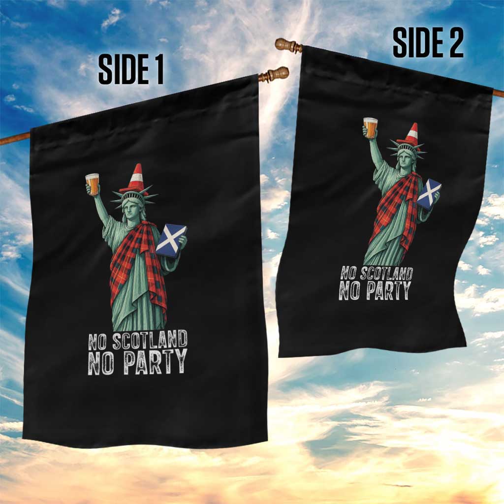 No Scotland No Party Funny Statue of Liberty Celebration Garden Flag Saltire Flag Glasgow Cone Scottish Football Fans