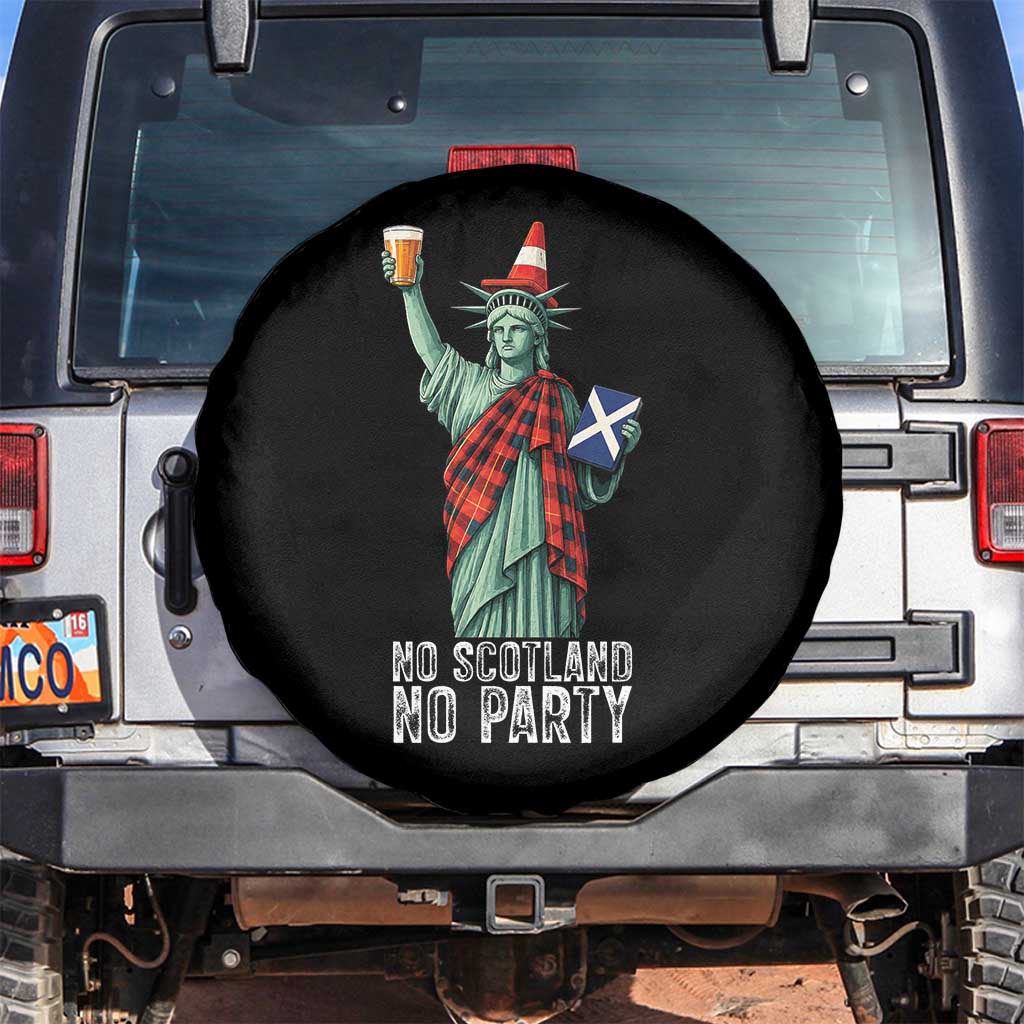 No Scotland No Party Funny Statue of Liberty Celebration Spare Tire Cover Saltire Flag Glasgow Cone Scottish Football Fans