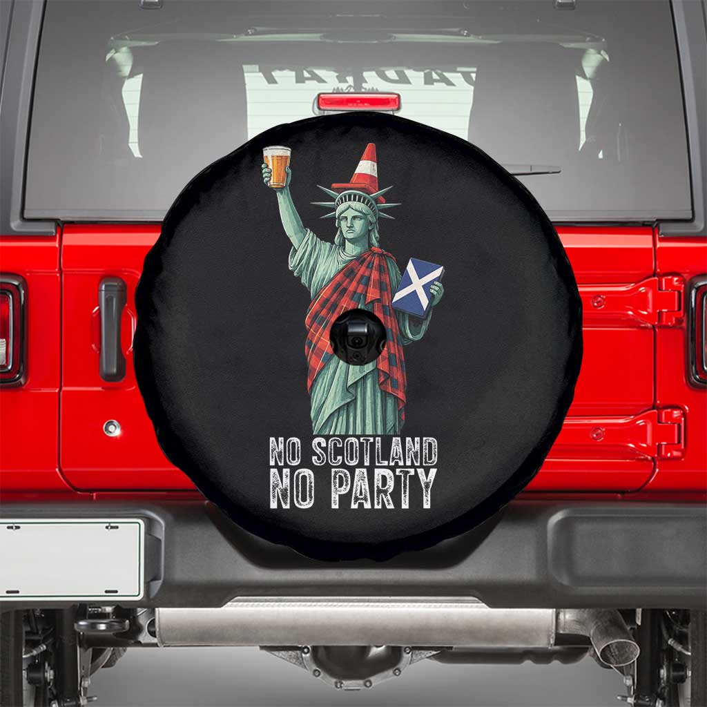 No Scotland No Party Funny Statue of Liberty Celebration Spare Tire Cover Saltire Flag Glasgow Cone Scottish Football Fans