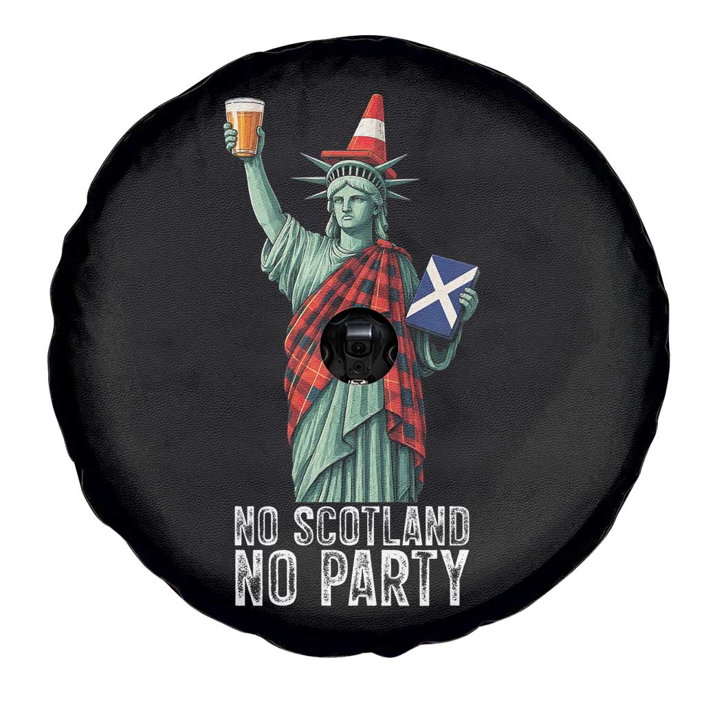 No Scotland No Party Funny Statue of Liberty Celebration Spare Tire Cover Saltire Flag Glasgow Cone Scottish Football Fans
