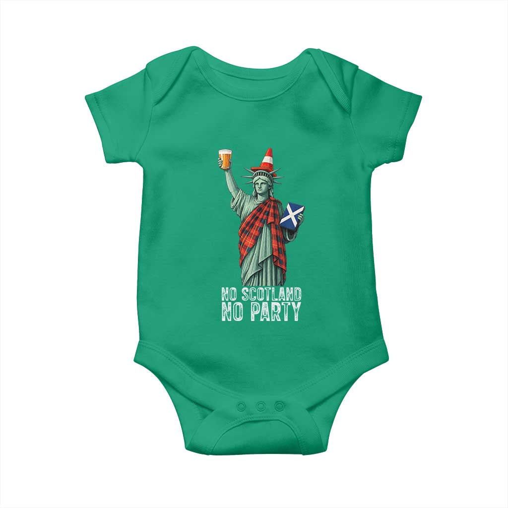 No Scotland No Party Funny Statue of Liberty Celebration Baby Onesie Saltire Flag Glasgow Cone Scottish Football Fans