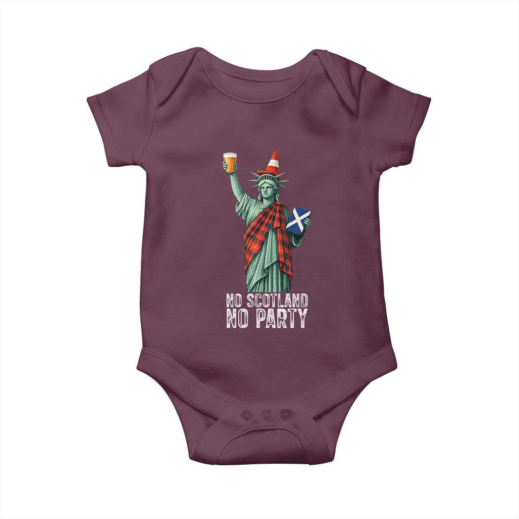 No Scotland No Party Funny Statue of Liberty Celebration Baby Onesie Saltire Flag Glasgow Cone Scottish Football Fans