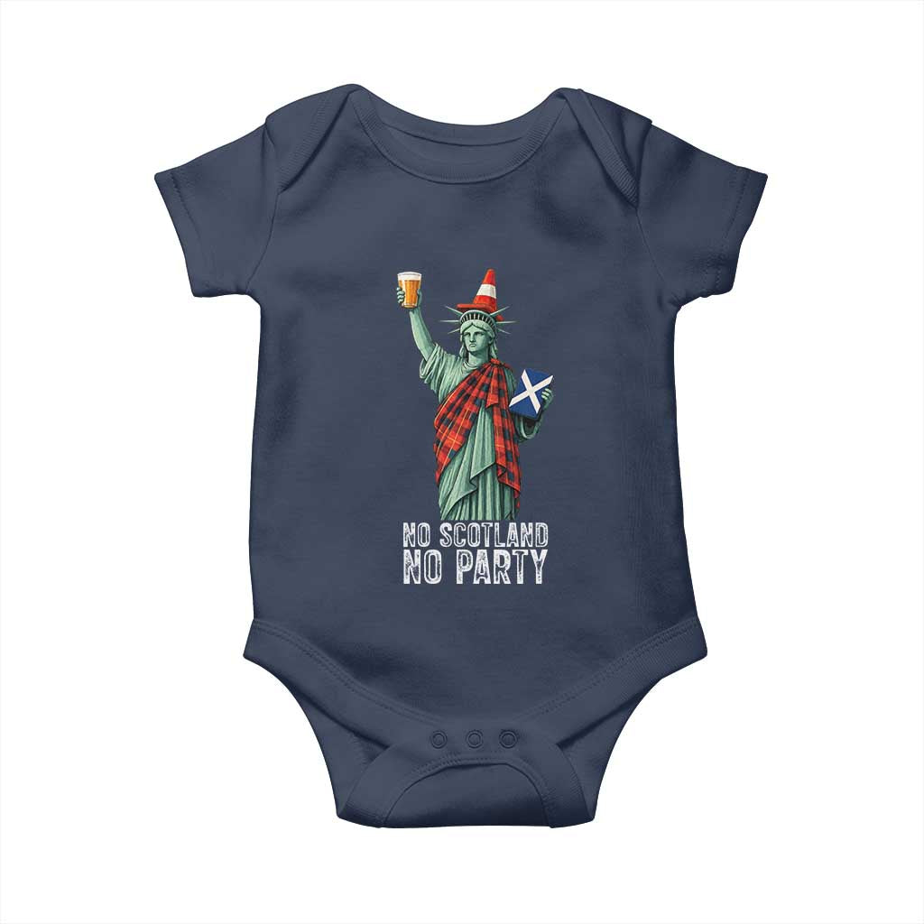 No Scotland No Party Funny Statue of Liberty Celebration Baby Onesie Saltire Flag Glasgow Cone Scottish Football Fans