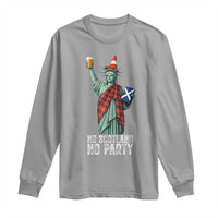 No Scotland No Party Funny Statue of Liberty Celebration Long Sleeve Shirt Saltire Flag Glasgow Cone Scottish Football Fans