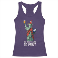 No Scotland No Party Funny Statue of Liberty Celebration Racerback Tank Top Saltire Flag Glasgow Cone Scottish Football Fans