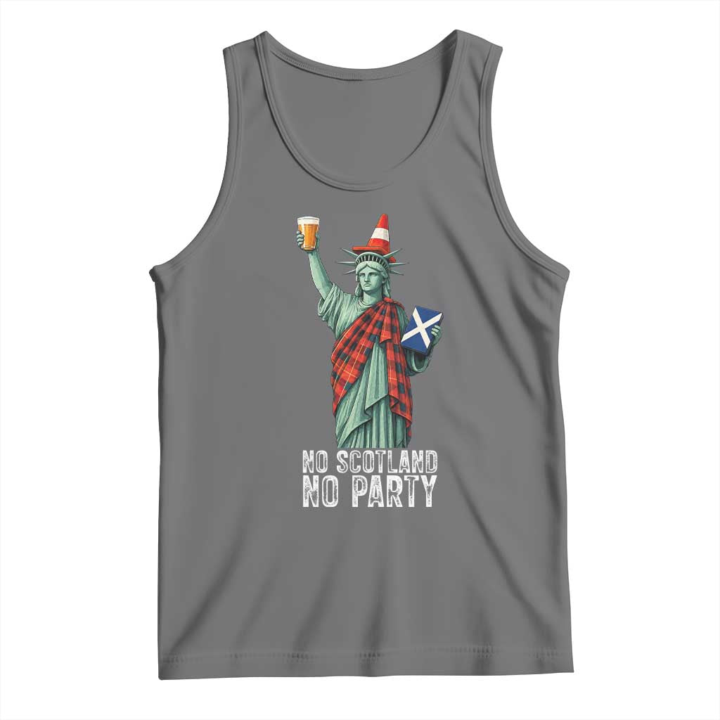 No Scotland No Party Funny Statue of Liberty Celebration Tank Top Saltire Flag Glasgow Cone Scottish Football Fans