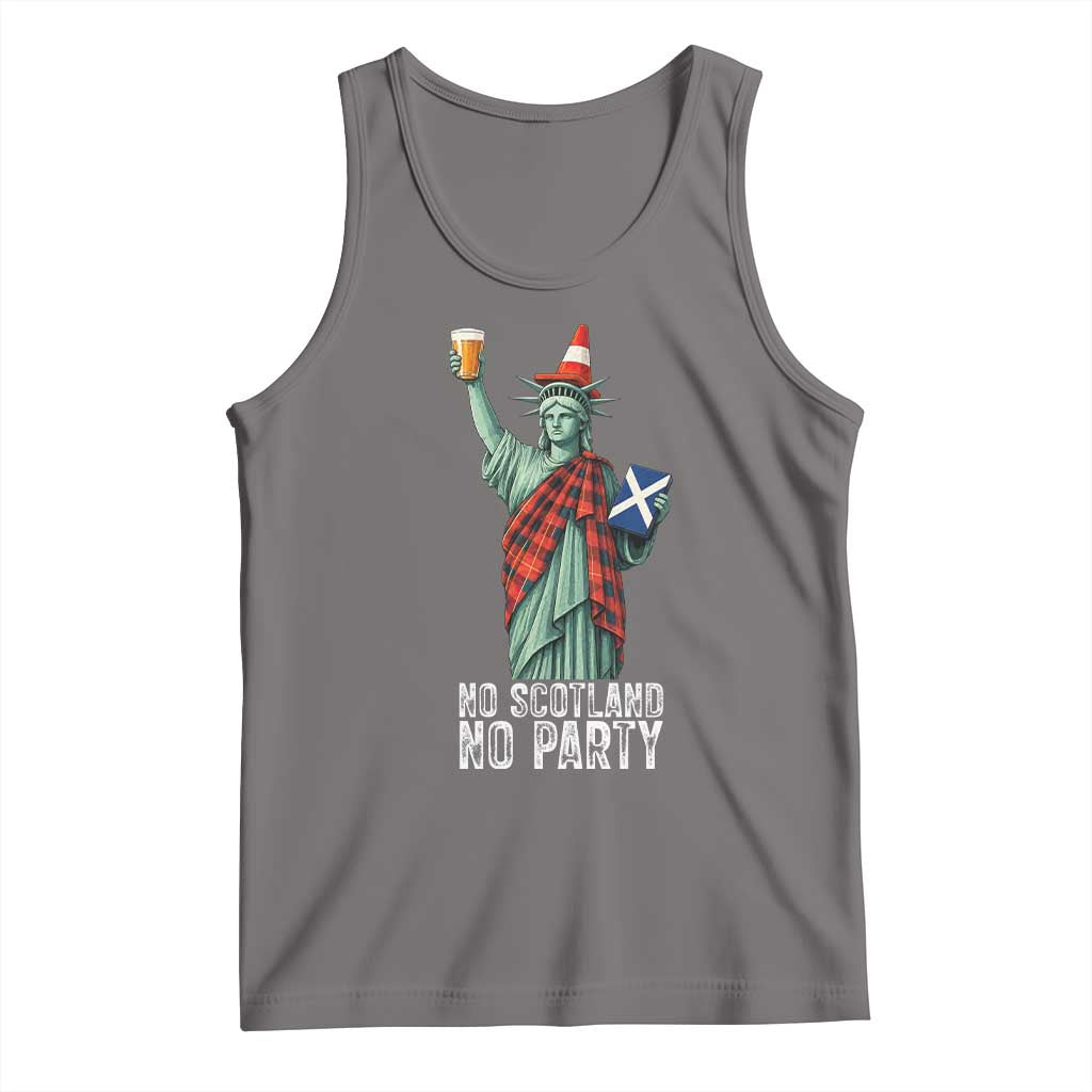 No Scotland No Party Funny Statue of Liberty Celebration Tank Top Saltire Flag Glasgow Cone Scottish Football Fans
