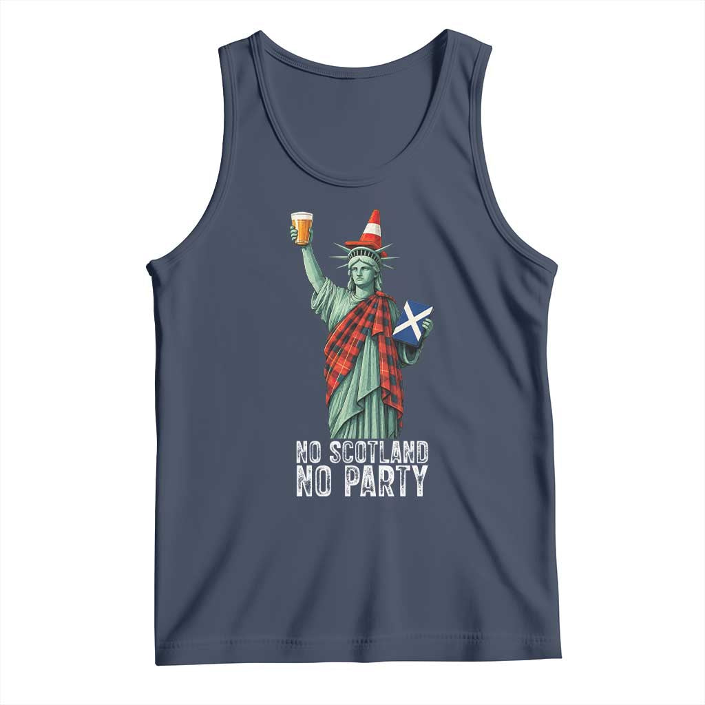 No Scotland No Party Funny Statue of Liberty Celebration Tank Top Saltire Flag Glasgow Cone Scottish Football Fans