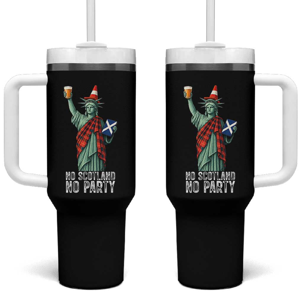 No Scotland No Party Funny Statue of Liberty Celebration Tumbler With Handle Saltire Flag Glasgow Cone Scottish Football Fans