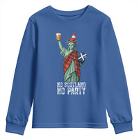 No Scotland No Party Funny Statue of Liberty Celebration Youth Sweatshirt Saltire Flag Glasgow Cone Scottish Football Fans