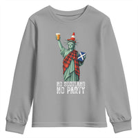 No Scotland No Party Funny Statue of Liberty Celebration Youth Sweatshirt Saltire Flag Glasgow Cone Scottish Football Fans