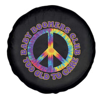 Baby Boomers Club Too Old To Care Retro Tie Dye Effect Printing Spare Tire Cover Peace Sign Groovy 60s Hippie Humor Graphic