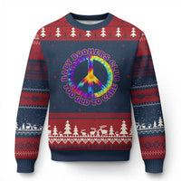 Baby Boomers Club Too Old To Care Retro Tie Dye Effect Printing Ugly Christmas Sweater Peace Sign Groovy 60s Hippie Humor Graphic