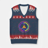 Baby Boomers Club Too Old To Care Retro Tie Dye Effect Printing V-Neck Knit Sweater Vest Peace Sign Groovy 60s Hippie Humor Graphic