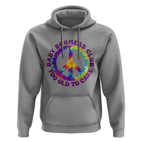 Baby Boomers Club Too Old To Care Retro Tie Dye Effect Printing Hoodie Peace Sign Groovy 60s Hippie Humor Graphic