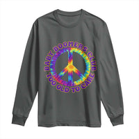 Baby Boomers Club Too Old To Care Retro Tie Dye Effect Printing Long Sleeve Shirt Peace Sign Groovy 60s Hippie Humor Graphic