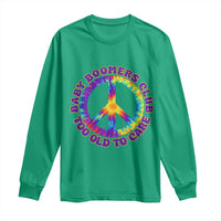 Baby Boomers Club Too Old To Care Retro Tie Dye Effect Printing Long Sleeve Shirt Peace Sign Groovy 60s Hippie Humor Graphic