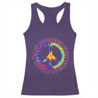 Baby Boomers Club Too Old To Care Retro Tie Dye Effect Printing Racerback Tank Top Peace Sign Groovy 60s Hippie Humor Graphic