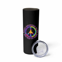 Baby Boomers Club Too Old To Care Retro Tie Dye Effect Printing Skinny Tumbler Peace Sign Groovy 60s Hippie Humor Graphic