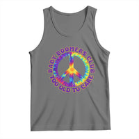 Baby Boomers Club Too Old To Care Retro Tie Dye Effect Printing Tank Top Peace Sign Groovy 60s Hippie Humor Graphic